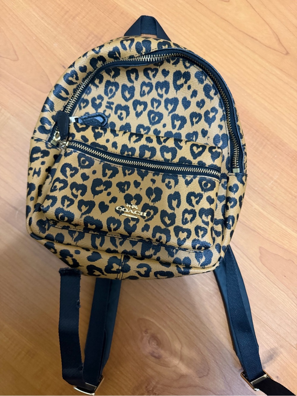Coach Kids Leopard Print Mini Backpack - Tan and Black